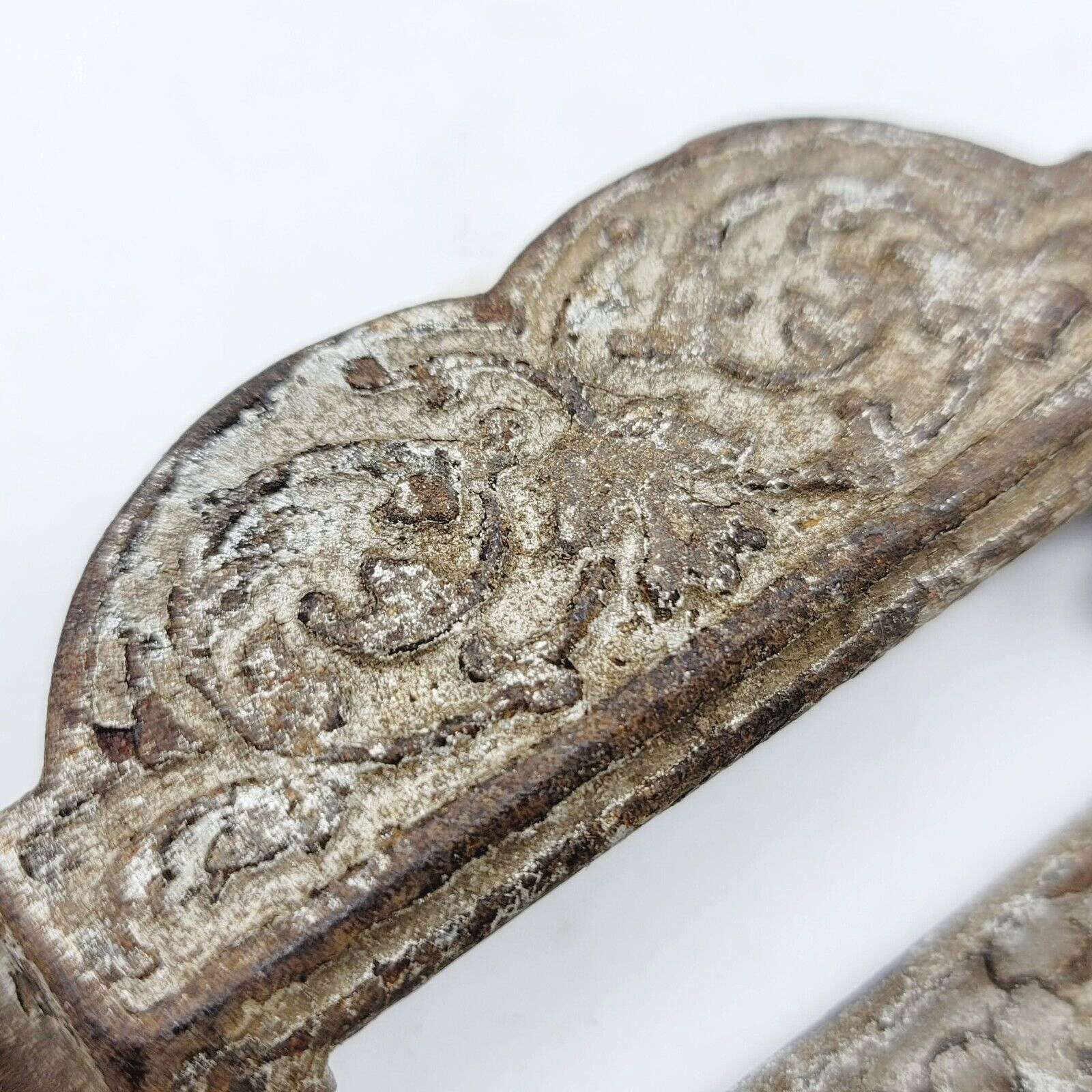 Vintage SINGLE Bin Pull Drawer Ornate Label Slot Hardware Reclaimed 4"