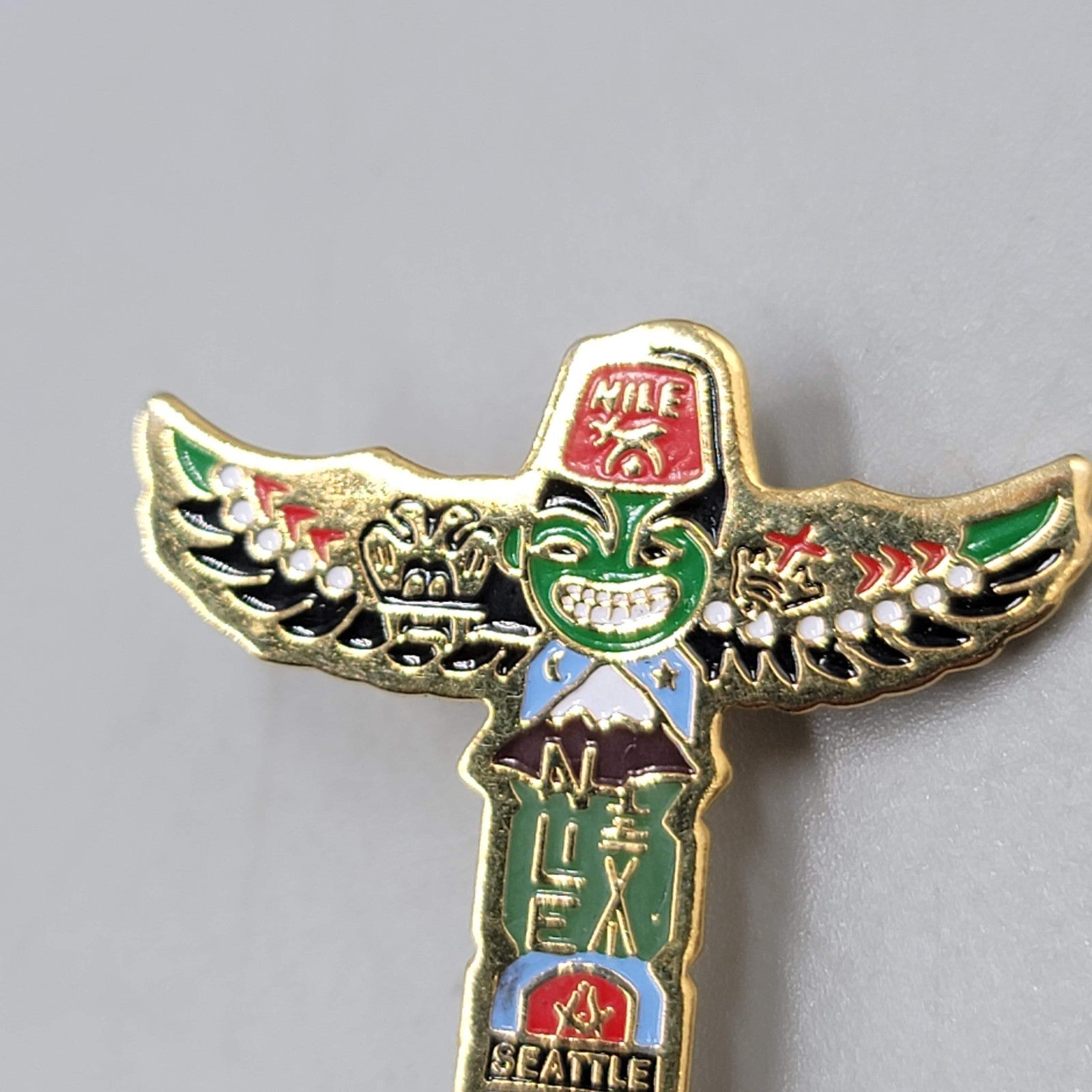 Vintage Enamel Nile Seattle Shriners Totem Pole Hat Lapel Stick Pin 2.5"
