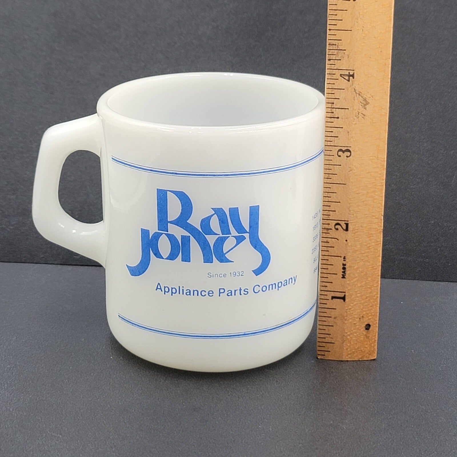 Vintage Galaxy Milk Glass advertising Coffee Mug Ray Jones Appliance Parts Colo
