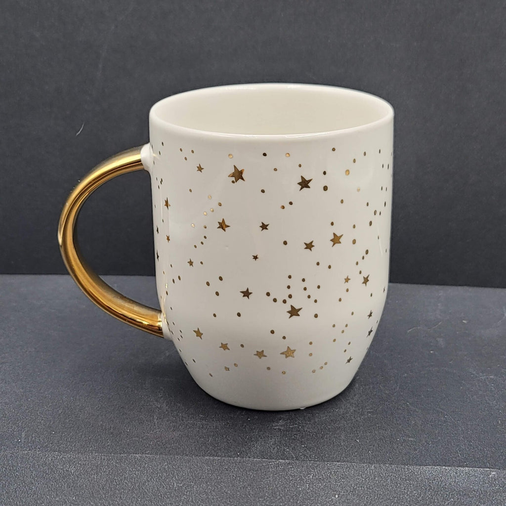 Capricorn Horoscope Stars Zodiac Porcelain Coffee Mug White Gold