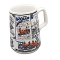 Railroad Poster Ceramic Coffee Mug Cup Train Engines Rock Island L&N MKT Retro