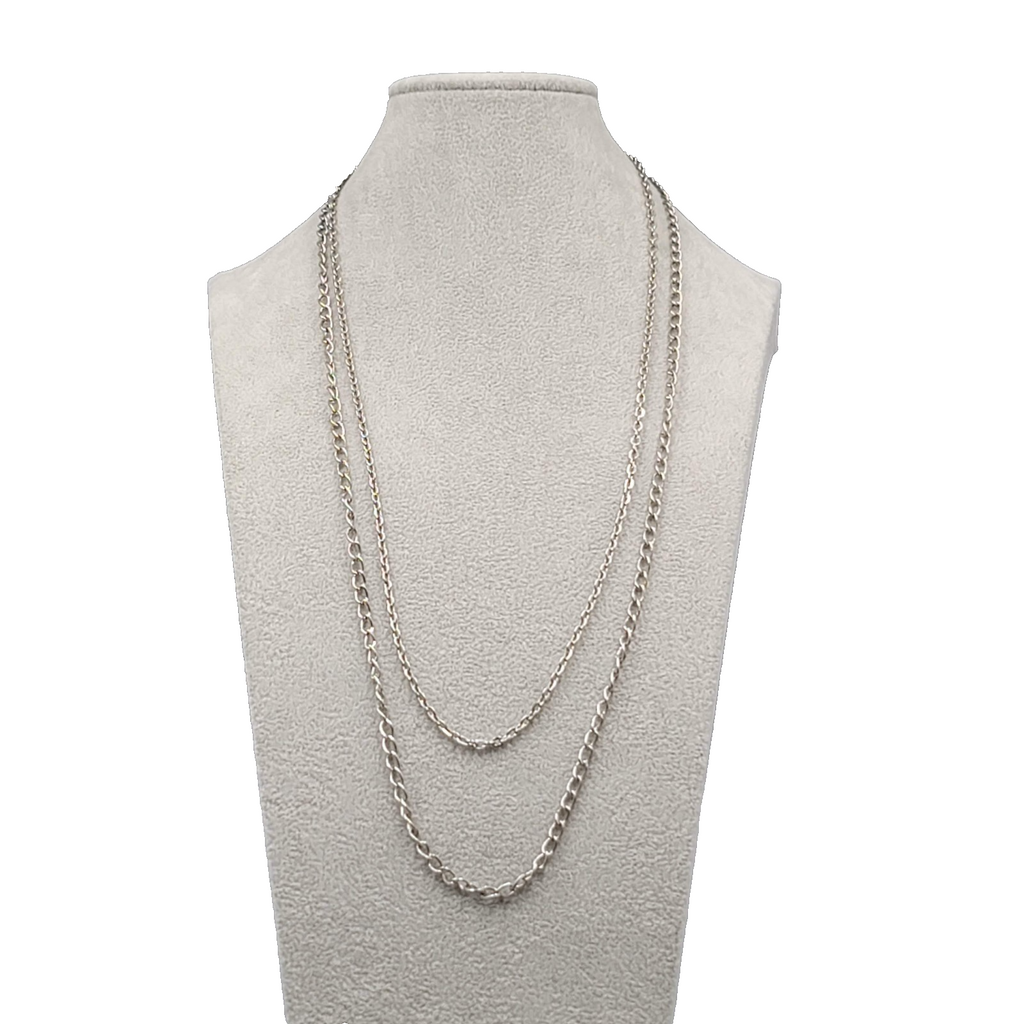 Vintage Necklace Double Chain Silver tone Long 24" & 28"