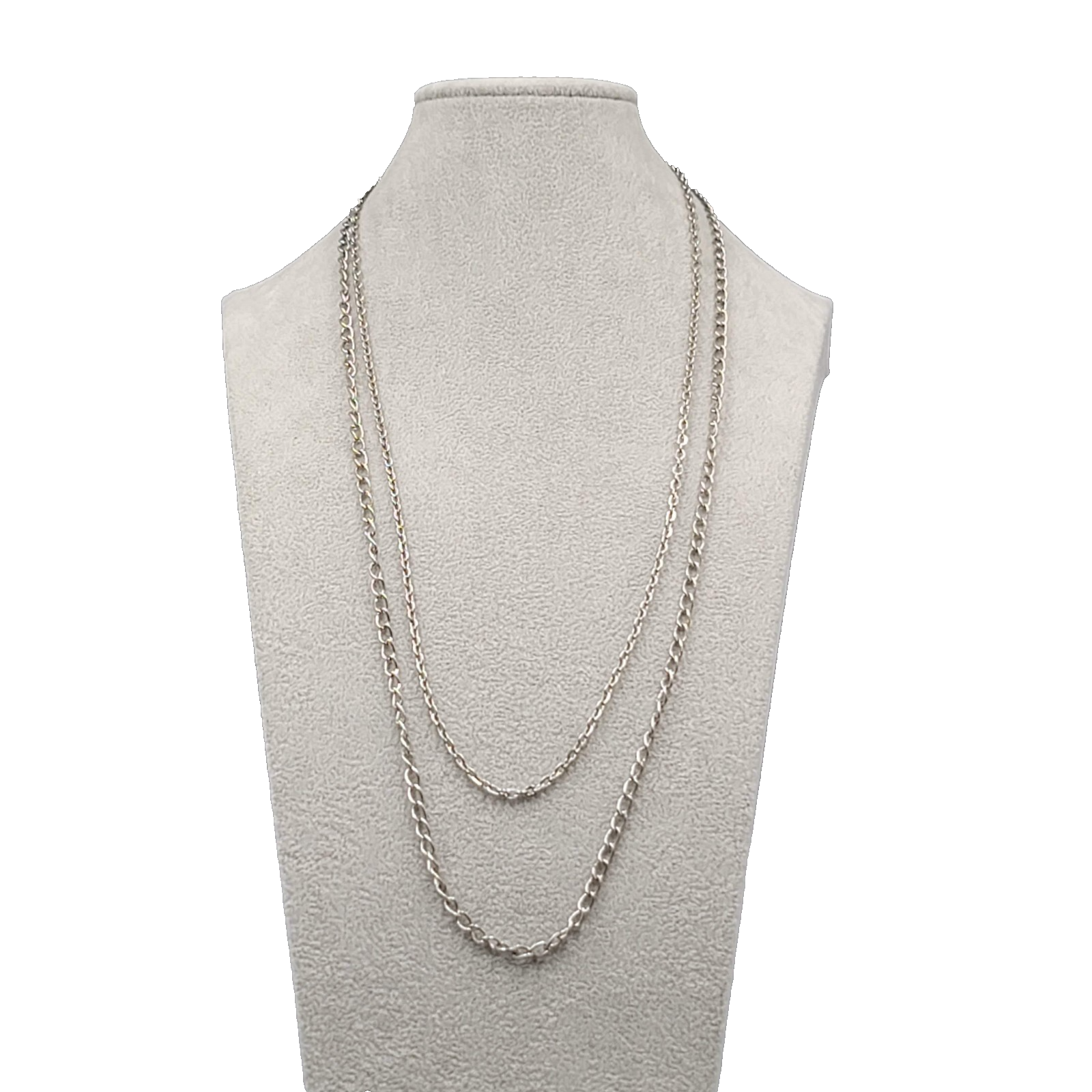 Vintage Necklace Double Chain Silver tone Long 24" & 28"