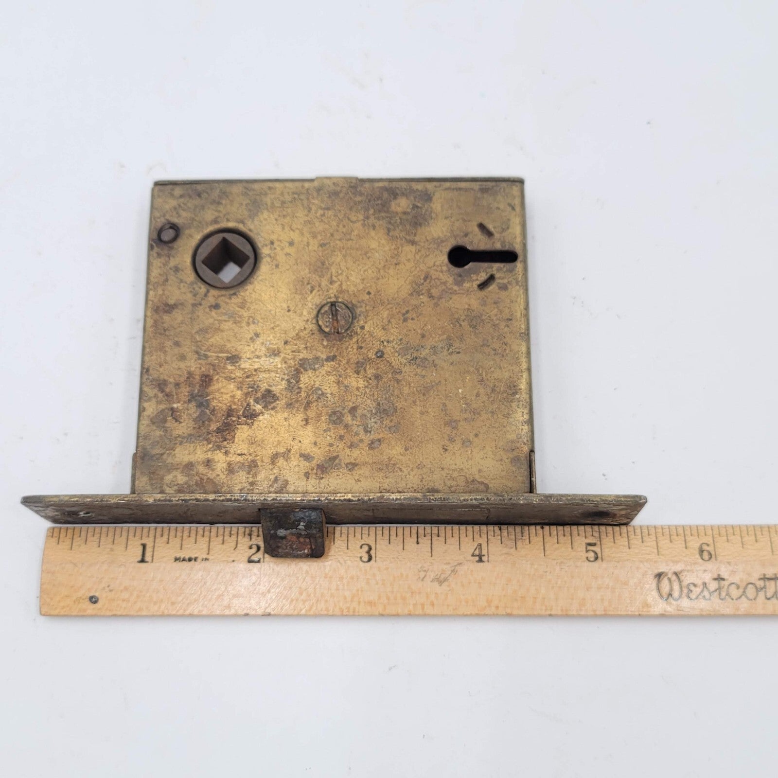 Vintage Mortise Lock Door Hardware Salvage Skeleton Keyhole NO Key 3230