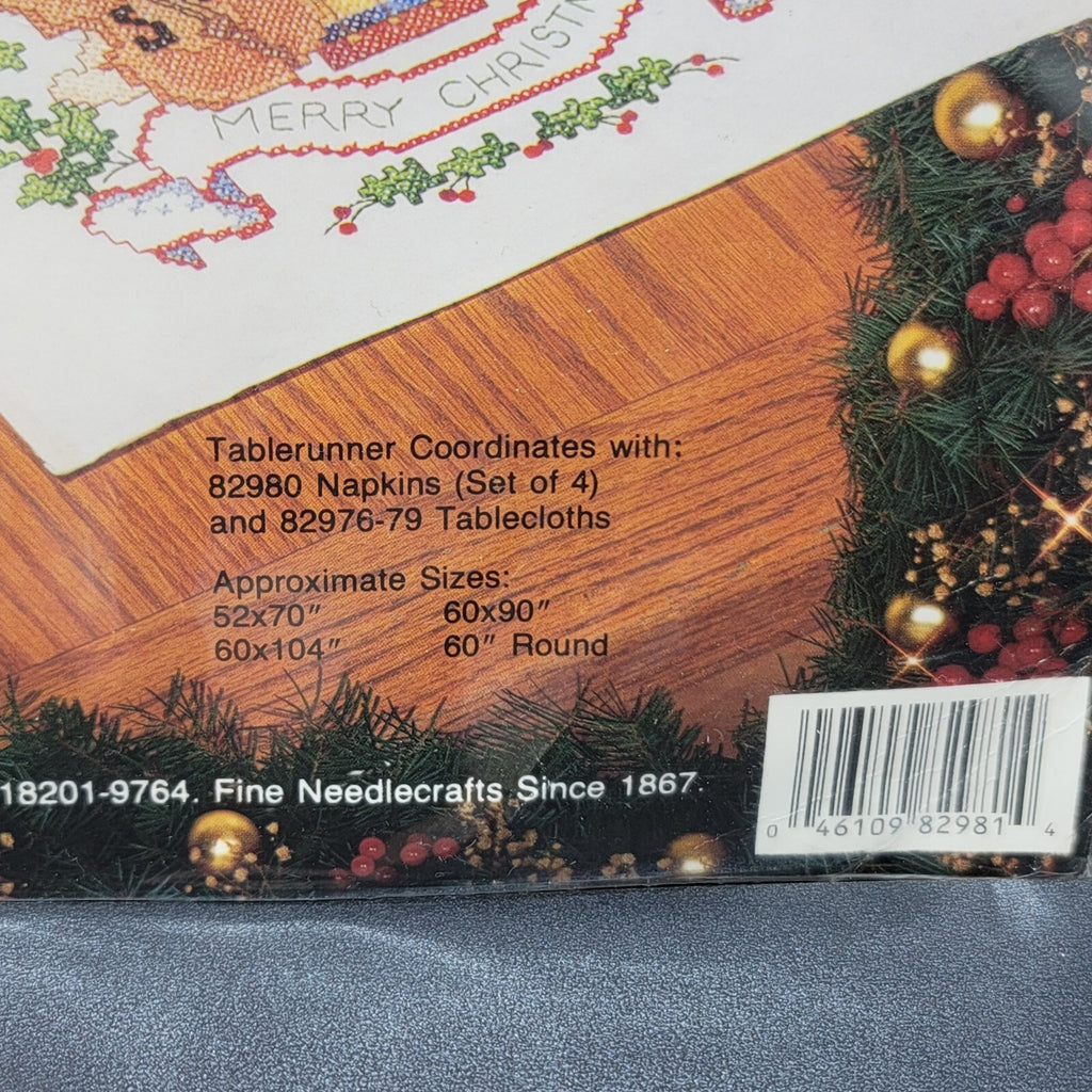 Bucilla Christmas Music Table Runner 82981 Violin Holly Kit Instruments Holiday