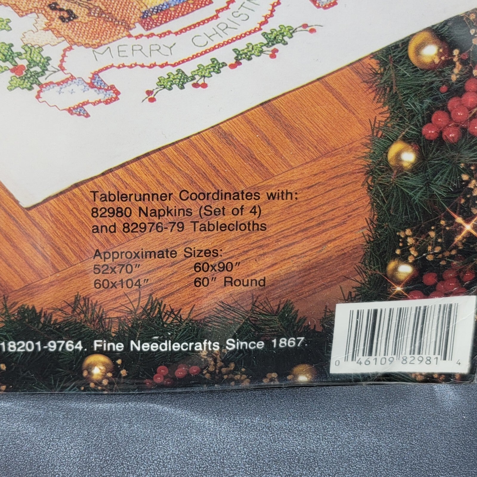 Bucilla Christmas Music Table Runner 82981 Violin Holly Kit Instruments Holiday
