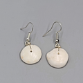 White Shell Pierced Earrings Silver tone Dangle 3/4"