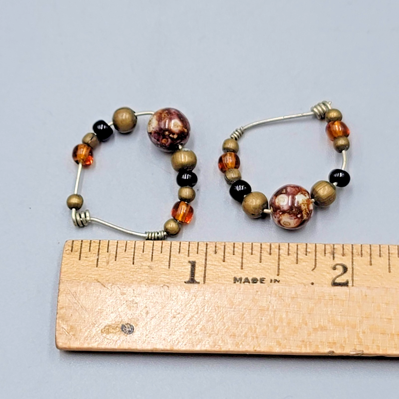 Artisan Clay Beaded Hoops Pierced Earrings 1"
