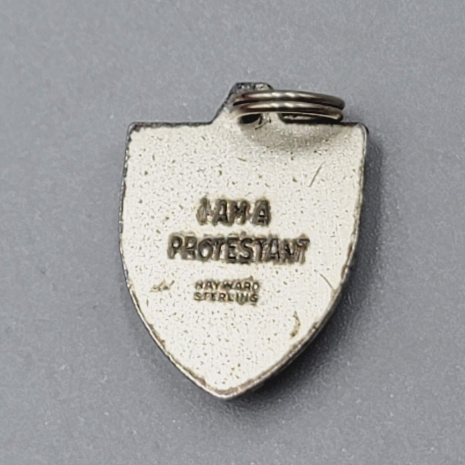 Vintage Hayward Sterling Silver I AM A PROTESTANT Charm 3/4"