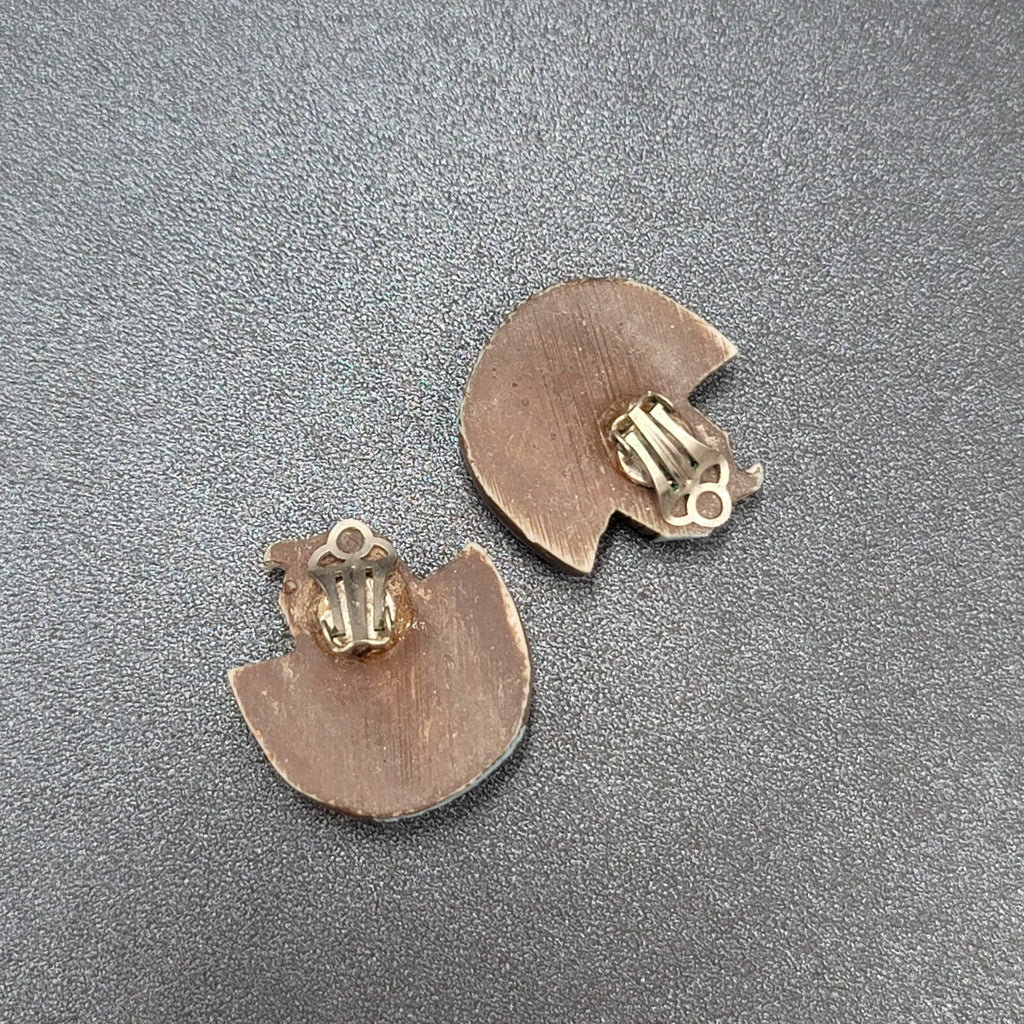 Vintage Clip on Earrings Noahs Arc Acrylic 1.25"