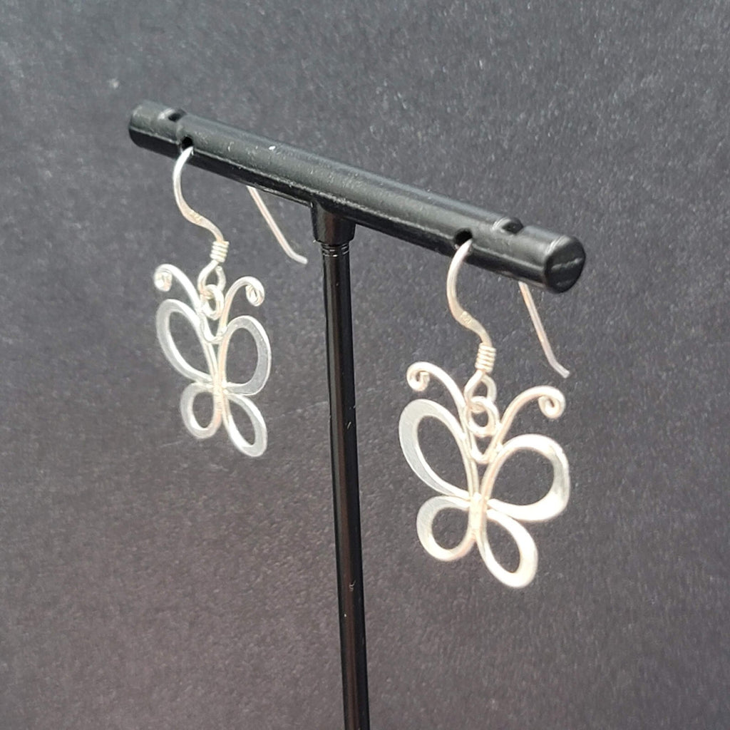 Butterfly Sterling Silver Pierced Earrings 925 5/8"