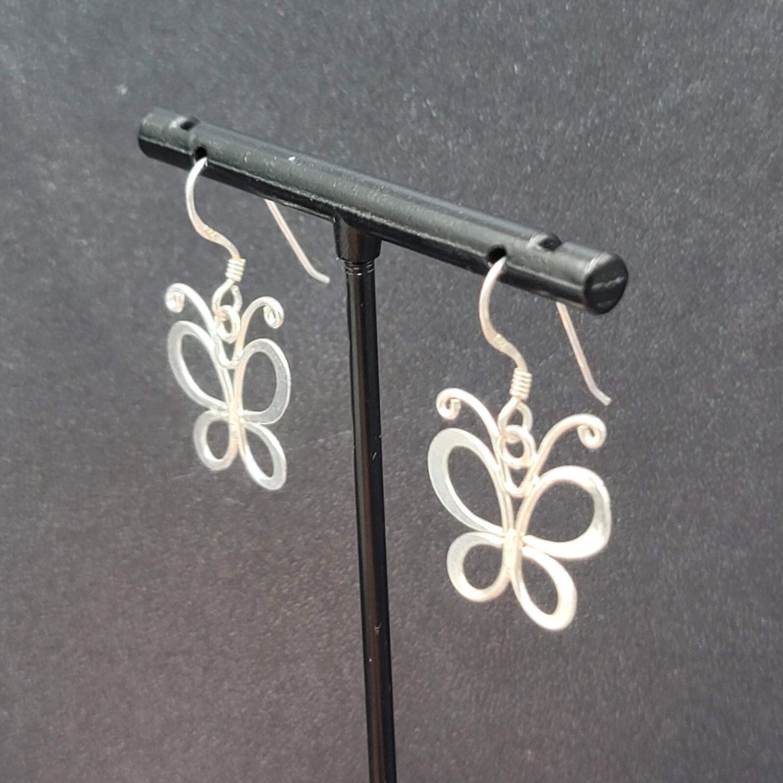 Butterfly Sterling Silver Pierced Earrings 925 5/8"
