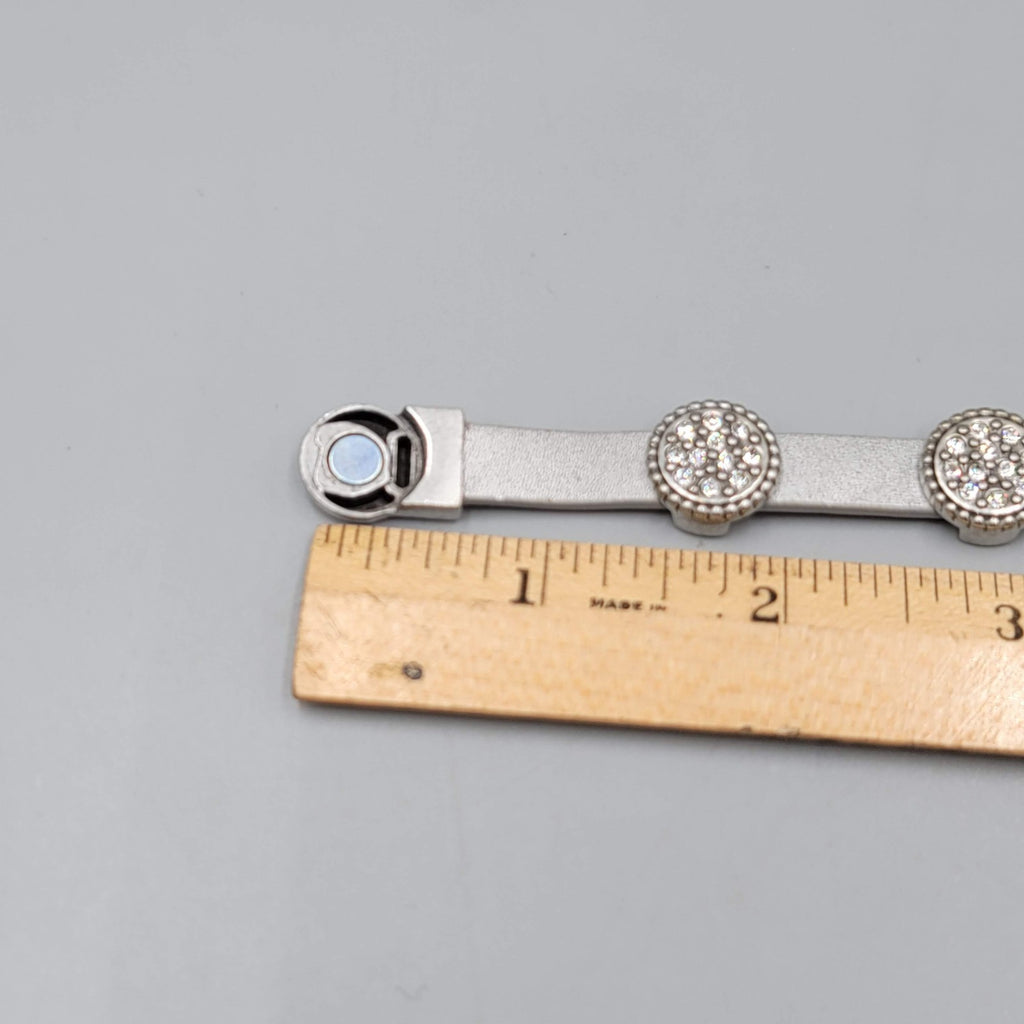 Chicos Leather Bracelet Crystal Rhinestone Magnetic Closure 7"