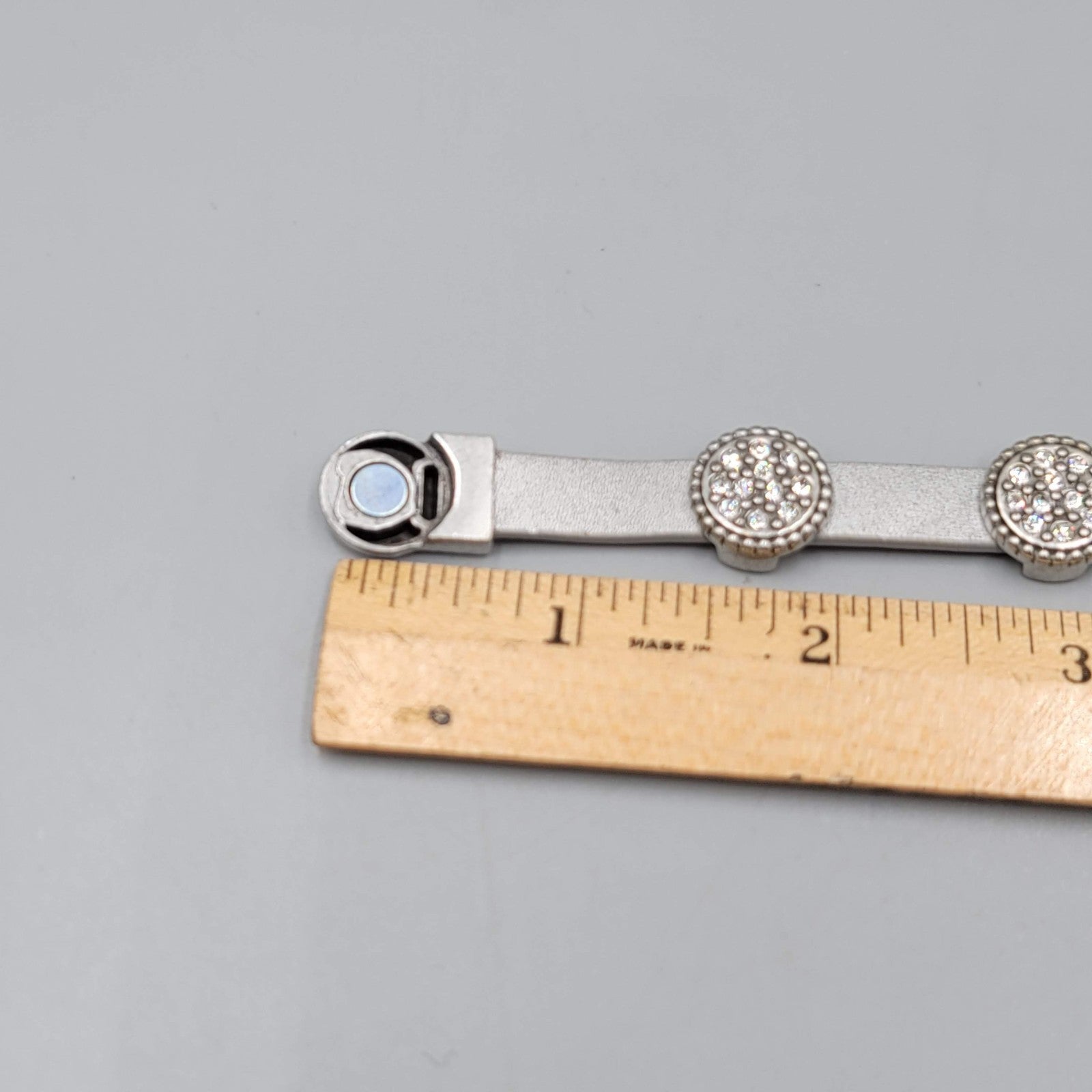 Chicos Leather Bracelet Crystal Rhinestone Magnetic Closure 7"