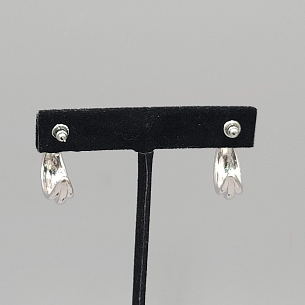 Twist Hoops Pierced Earrings Silver tone Dangle 1"