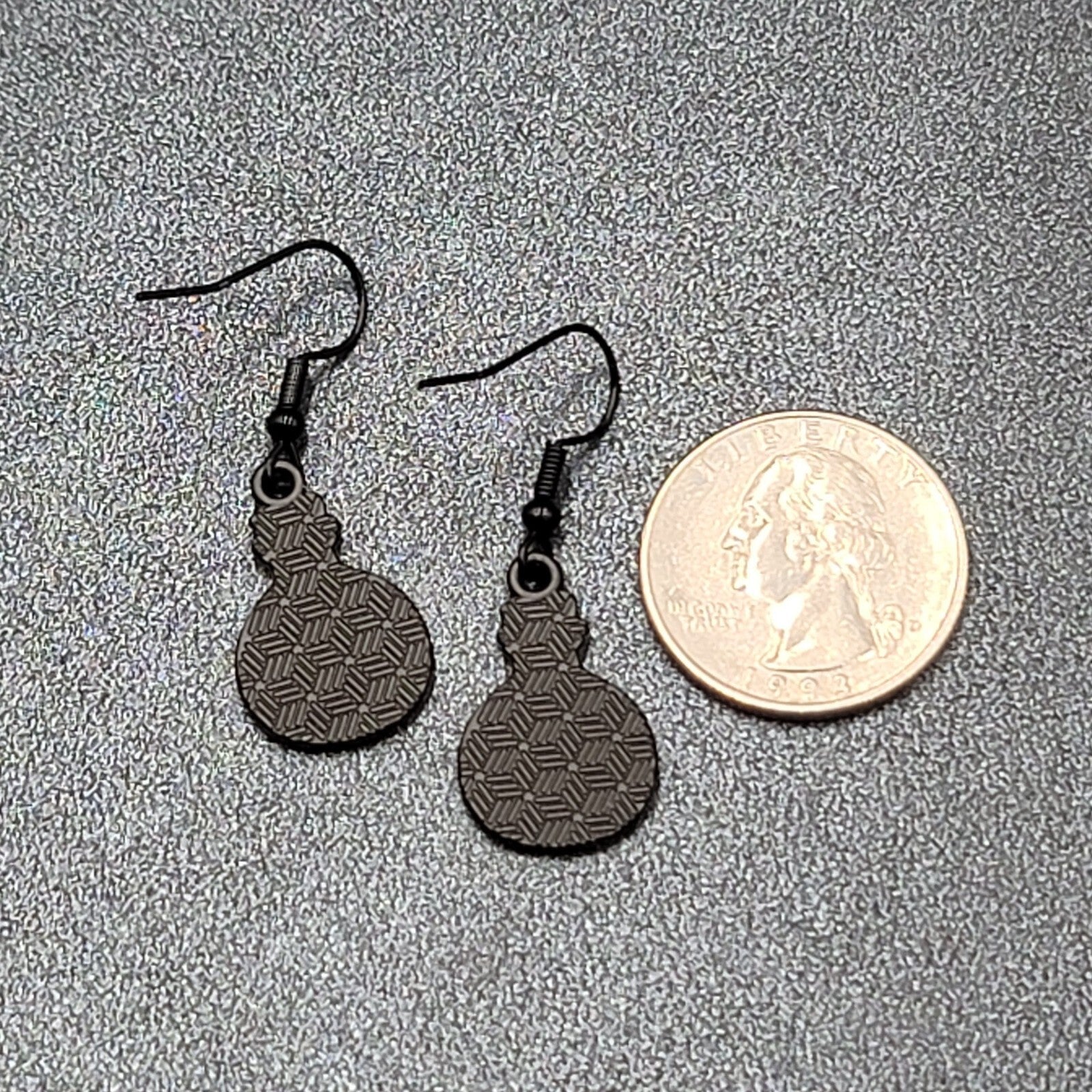 Poison Heart in Jar Pierced Earrings Black White Enamel Dangle 7/8" 