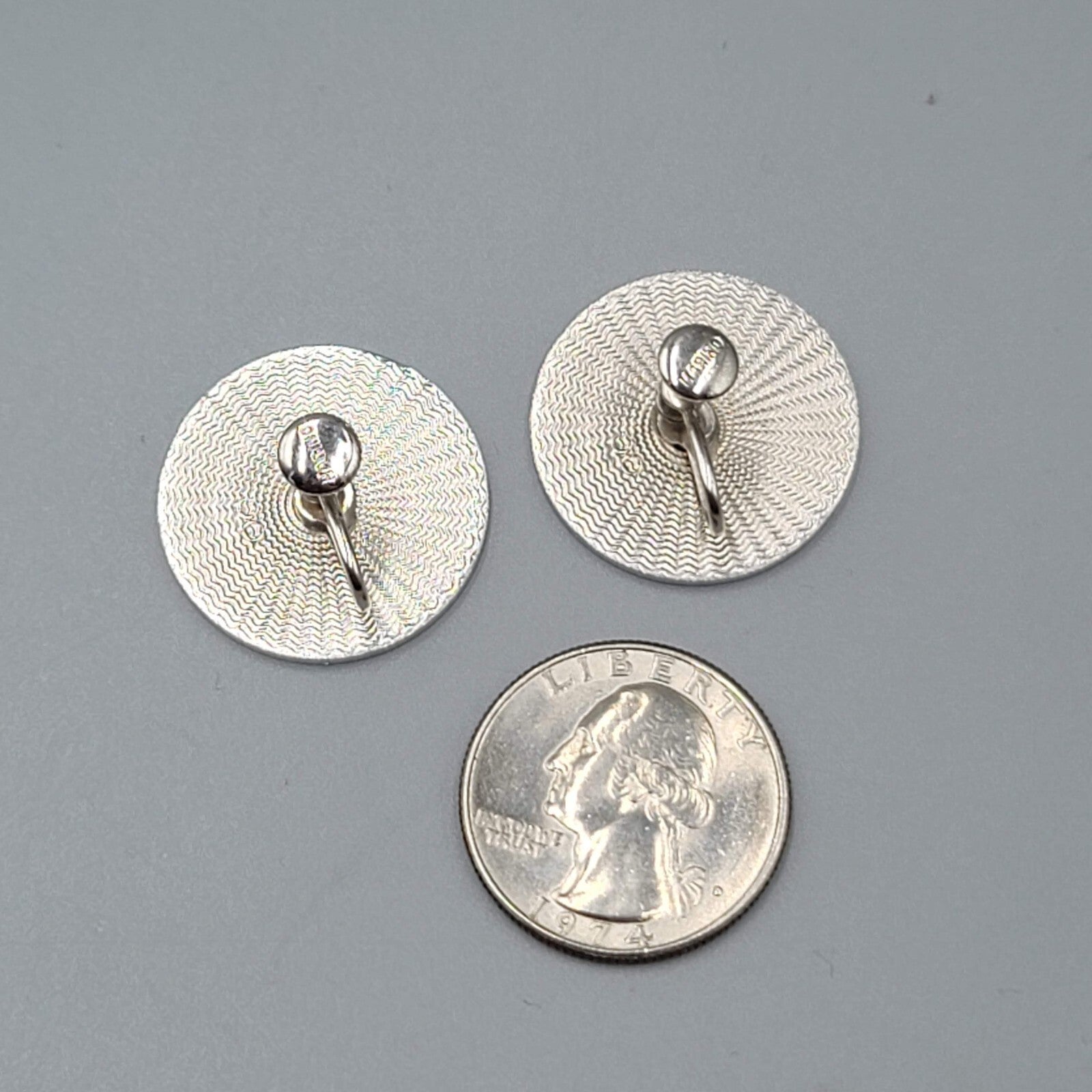 Vintage Marino Clip on Earrings Silver tone Round Screw Back 1"