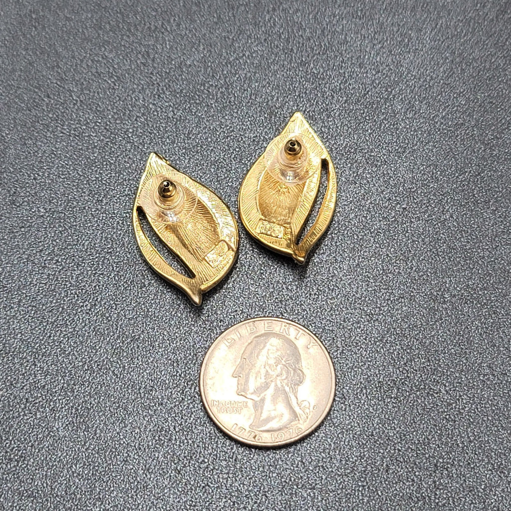 Vintage Pierced Earrings White Enamel Gold Plated Drop 1.25"