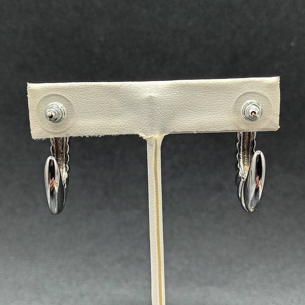 Vintage Pierced Earrings Silver tone Scalloped Open Oblong Hoop Drop 1 1/4"