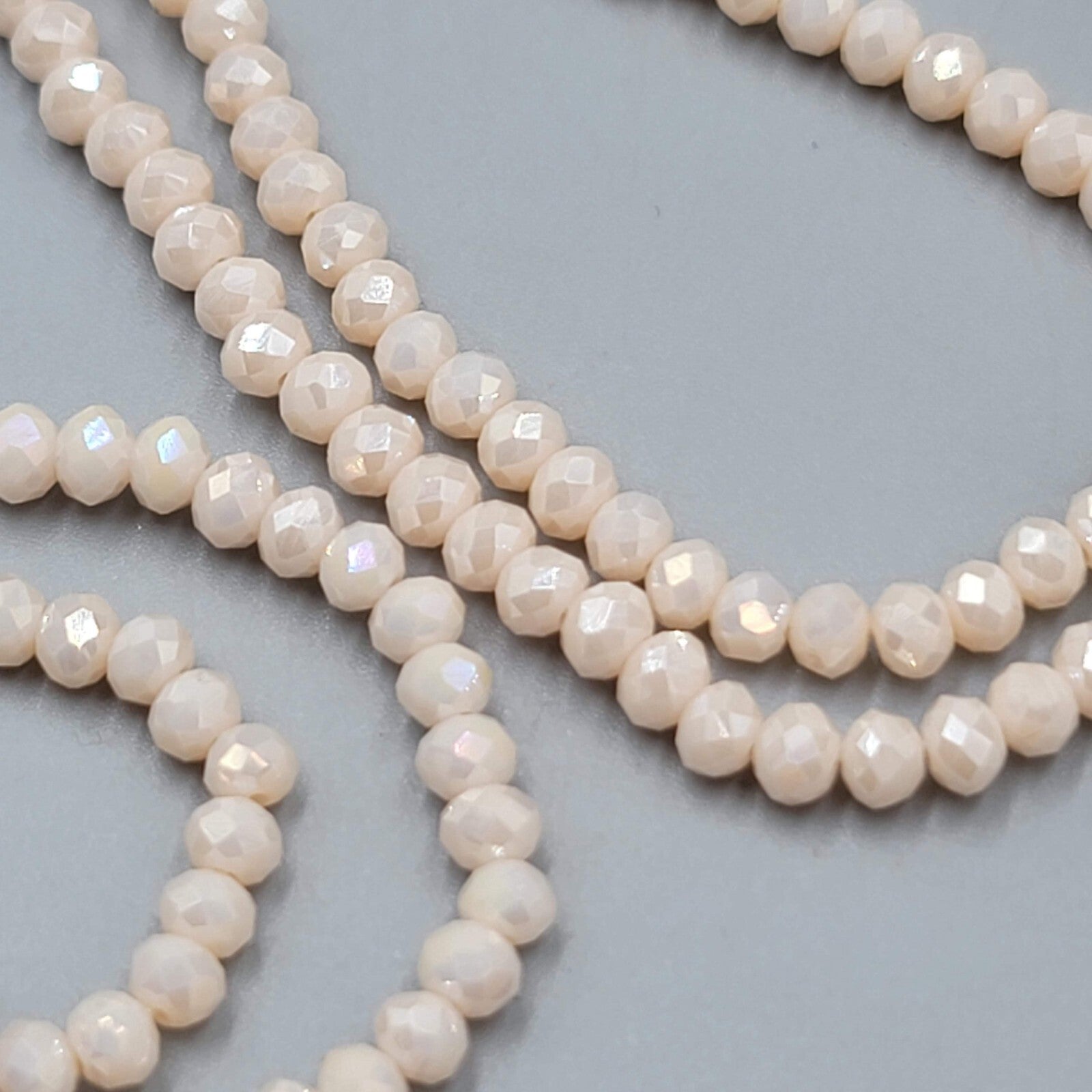 Jules Faux Pearl Champagne Faceted Crystal Beaded Necklace