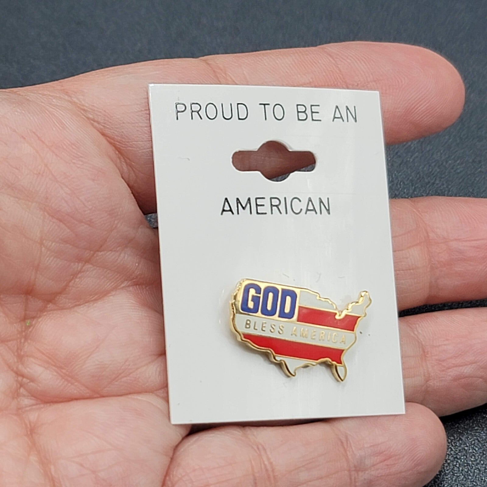 Red White Blue Enamel USA Patriotic God Bless America Flag Pin Brooch 7/8"