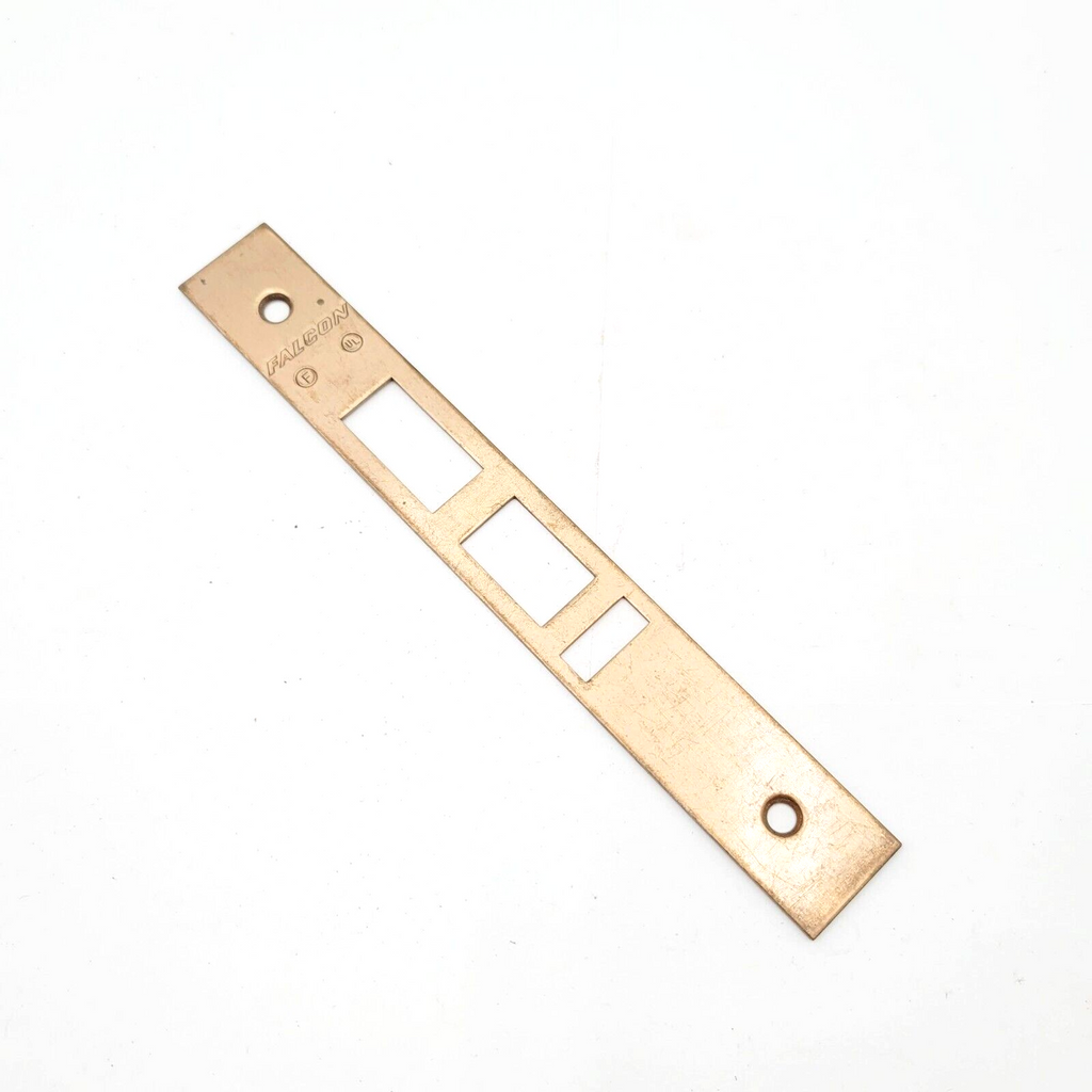 Antique Falcon Brass Door Strike Plate Single Only  Mortise 8" x 1" Reclaimed