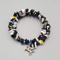 Memory Wire Bracelet Black White Yellow Red Art Glass Beads Pegasus Charm