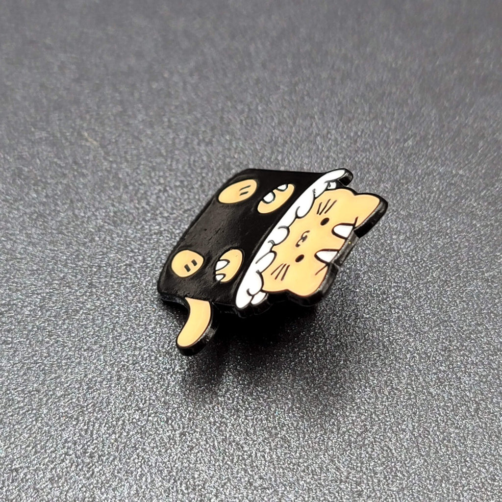 Orange Tabby Cat Enamel Lapel Hat Pin Sushi Roll 1 1/8"