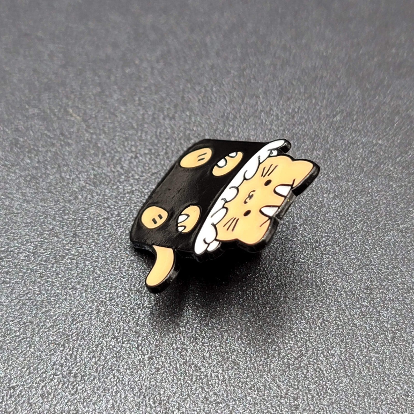 Orange Tabby Cat Enamel Lapel Hat Pin Sushi Roll 1 1/8"