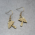 New Umbrella Pierced Earrings Embossed Bronze tone Dangle 3/4"