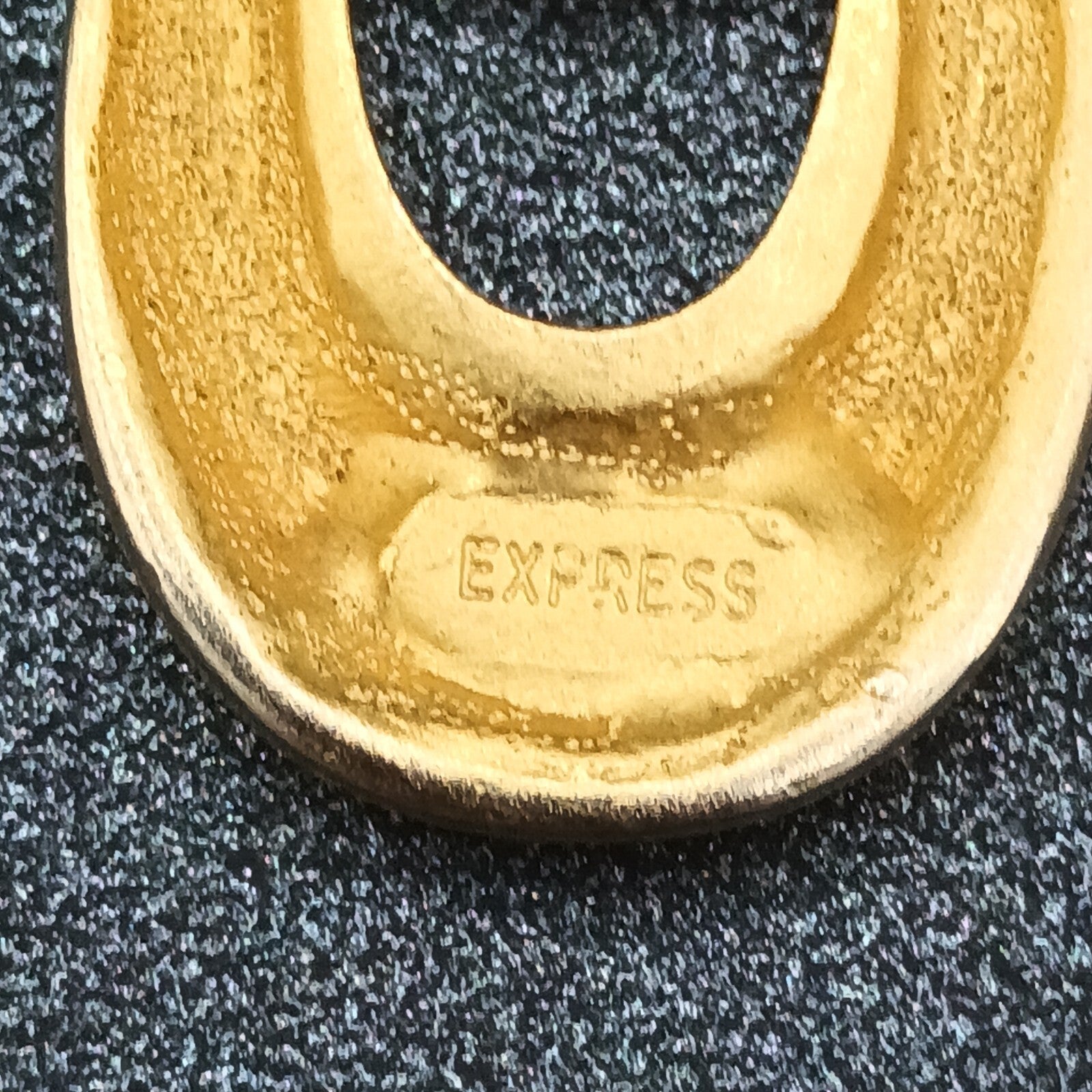Express Pierced Earrings Brushed Gold Plated Door Knocker Dangle Statement 1.5"