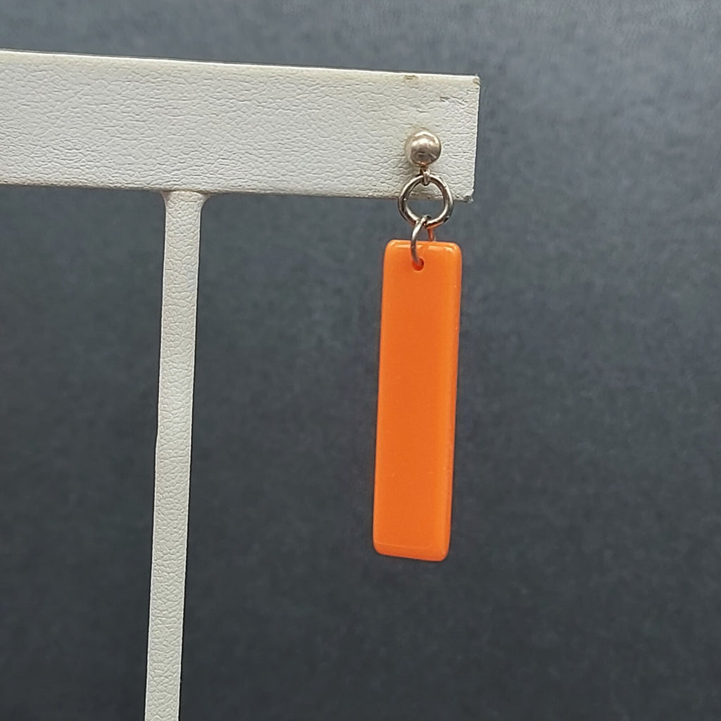Pierced Earrings Acrylic SERIOUSLY WHATEVER Orange Dangle Words 1 3/8"