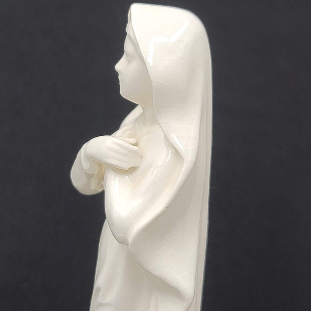 Vintage Ceramic Mother Mary Figurine White 7 in