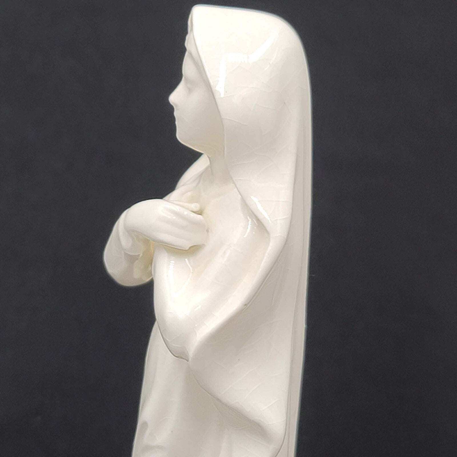Vintage Ceramic Mother Mary Figurine White 7 in