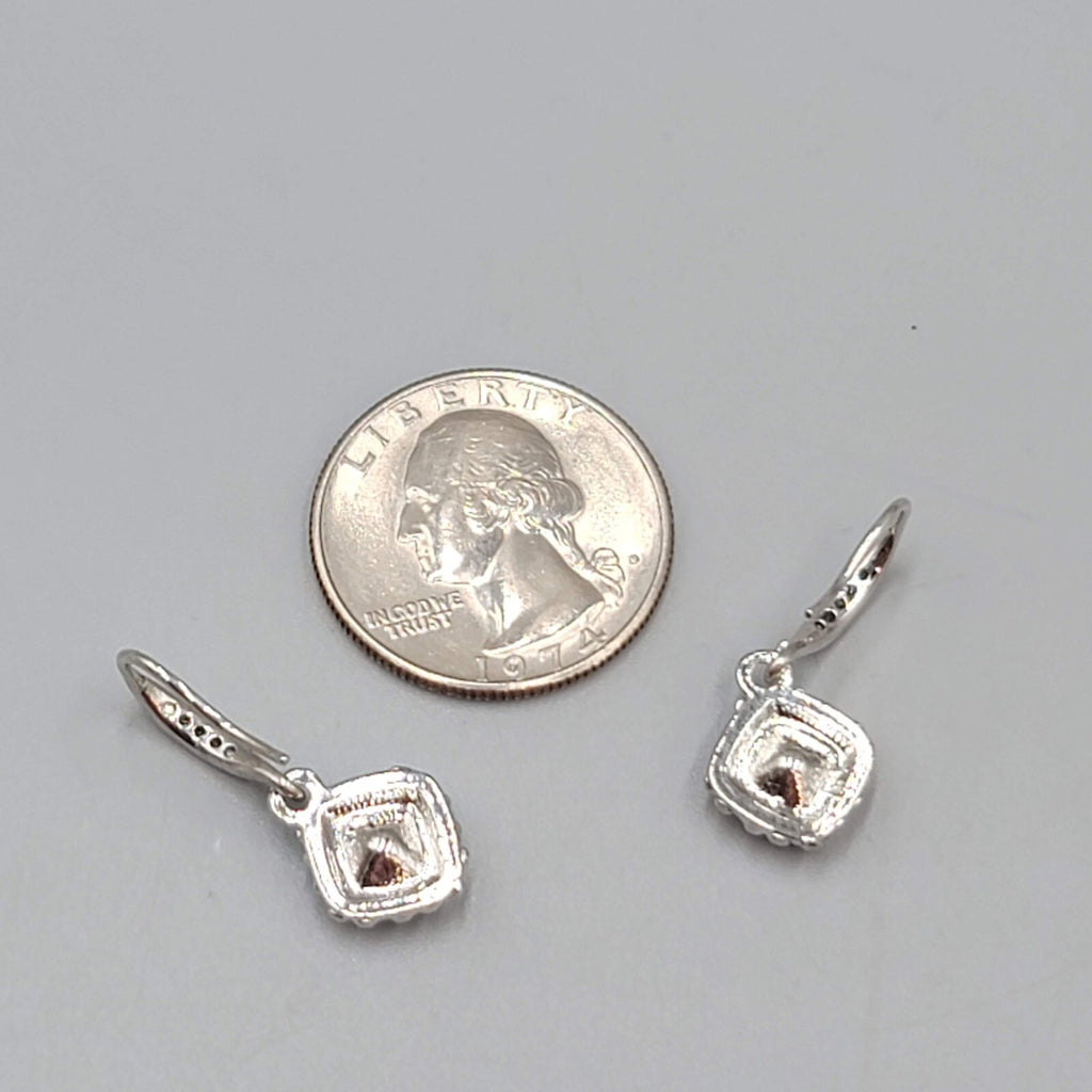 Pierced Earrings Silver tone Crystal Rhinestone Dangle  1/2"