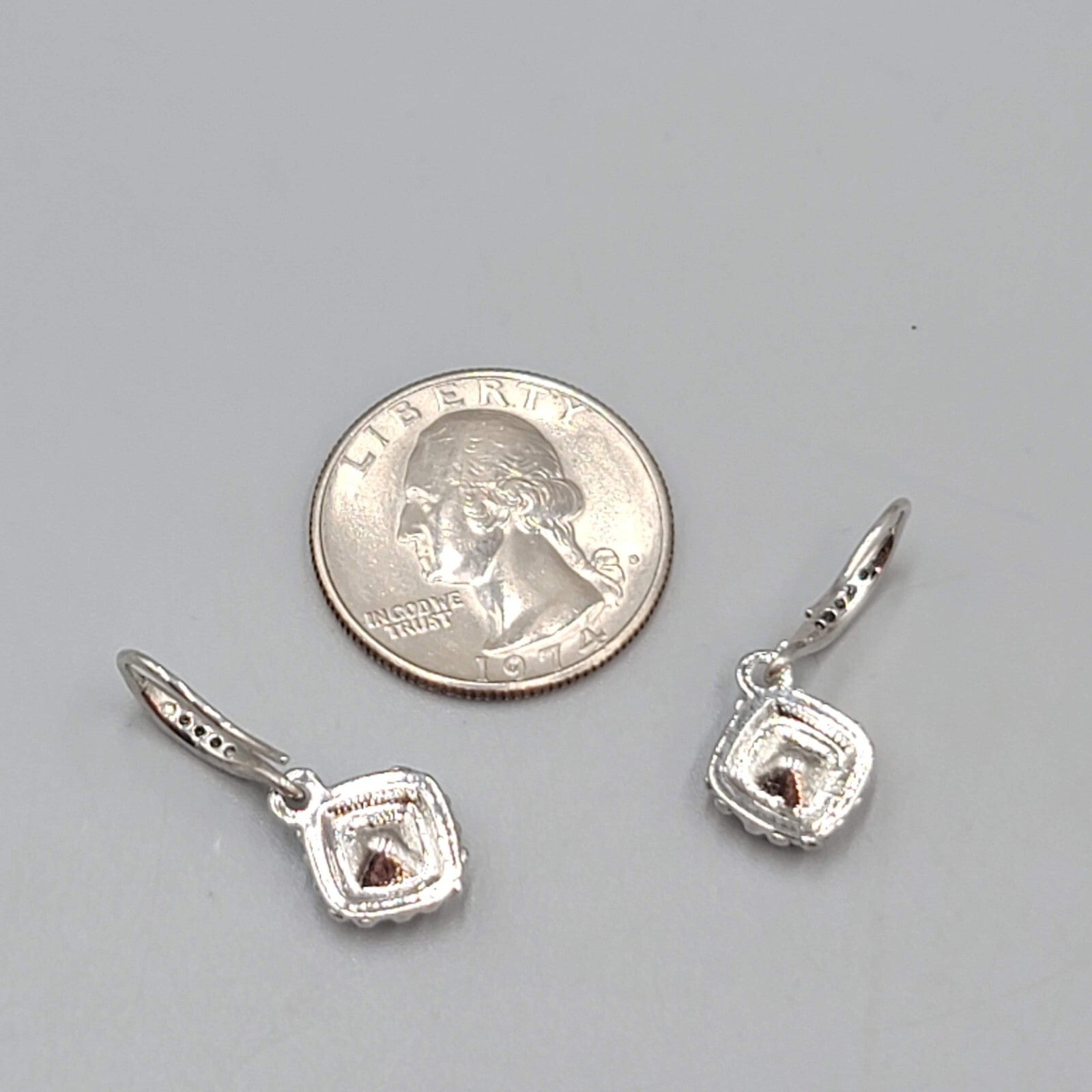 Pierced Earrings Silver tone Crystal Rhinestone Dangle  1/2"