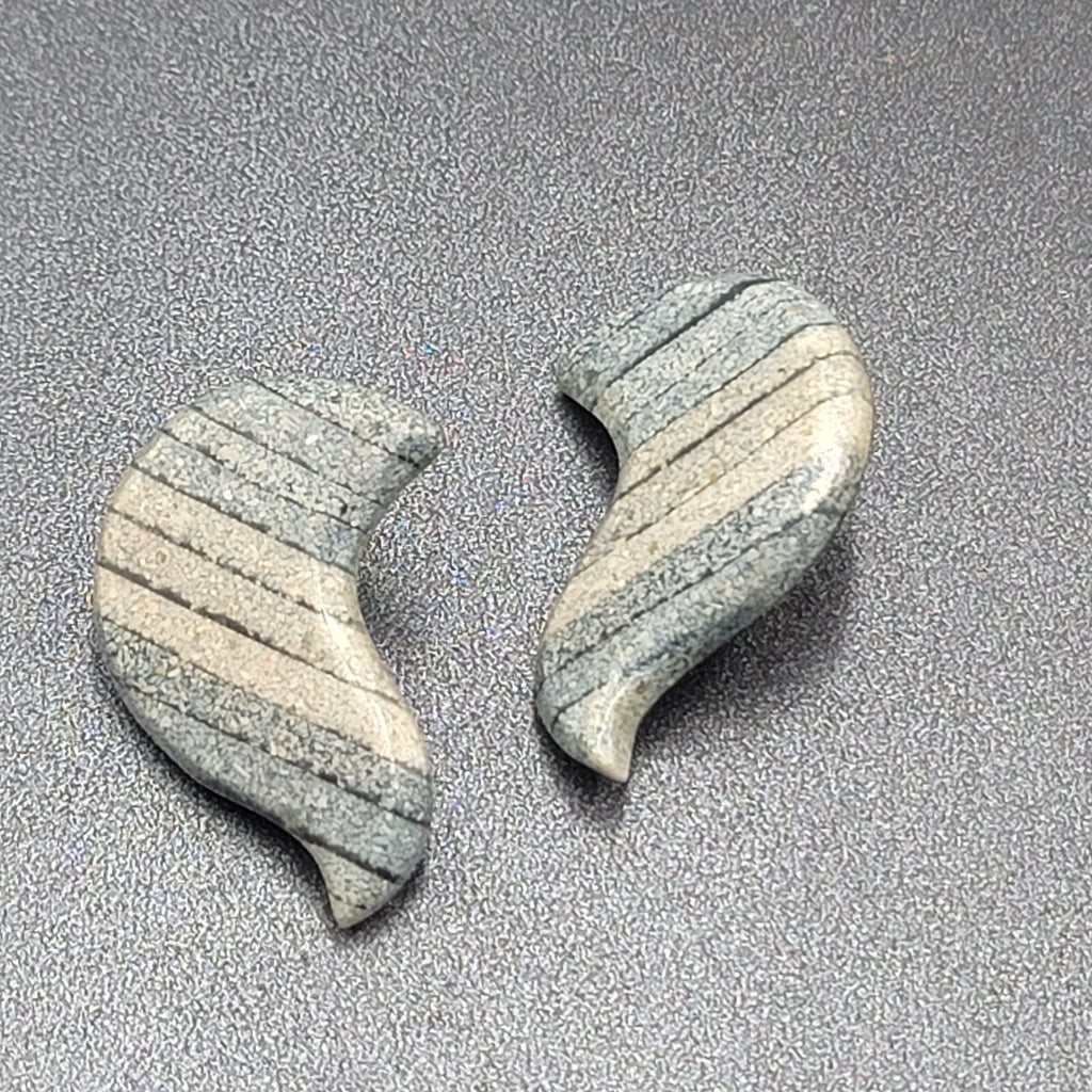 Vintage Pierced Earrings Ceramic Graduated Blue Drop Statement 1 5/8"