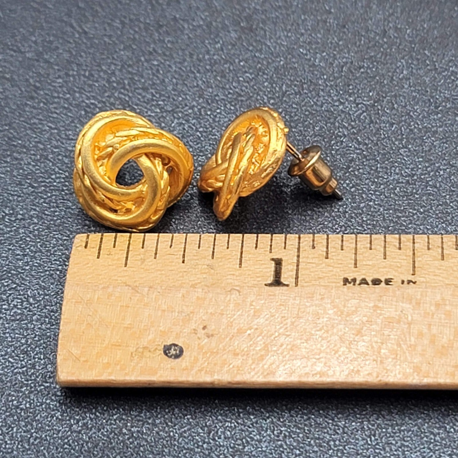 Pierced Earrings Gold Plated Knot Studs  1/2"