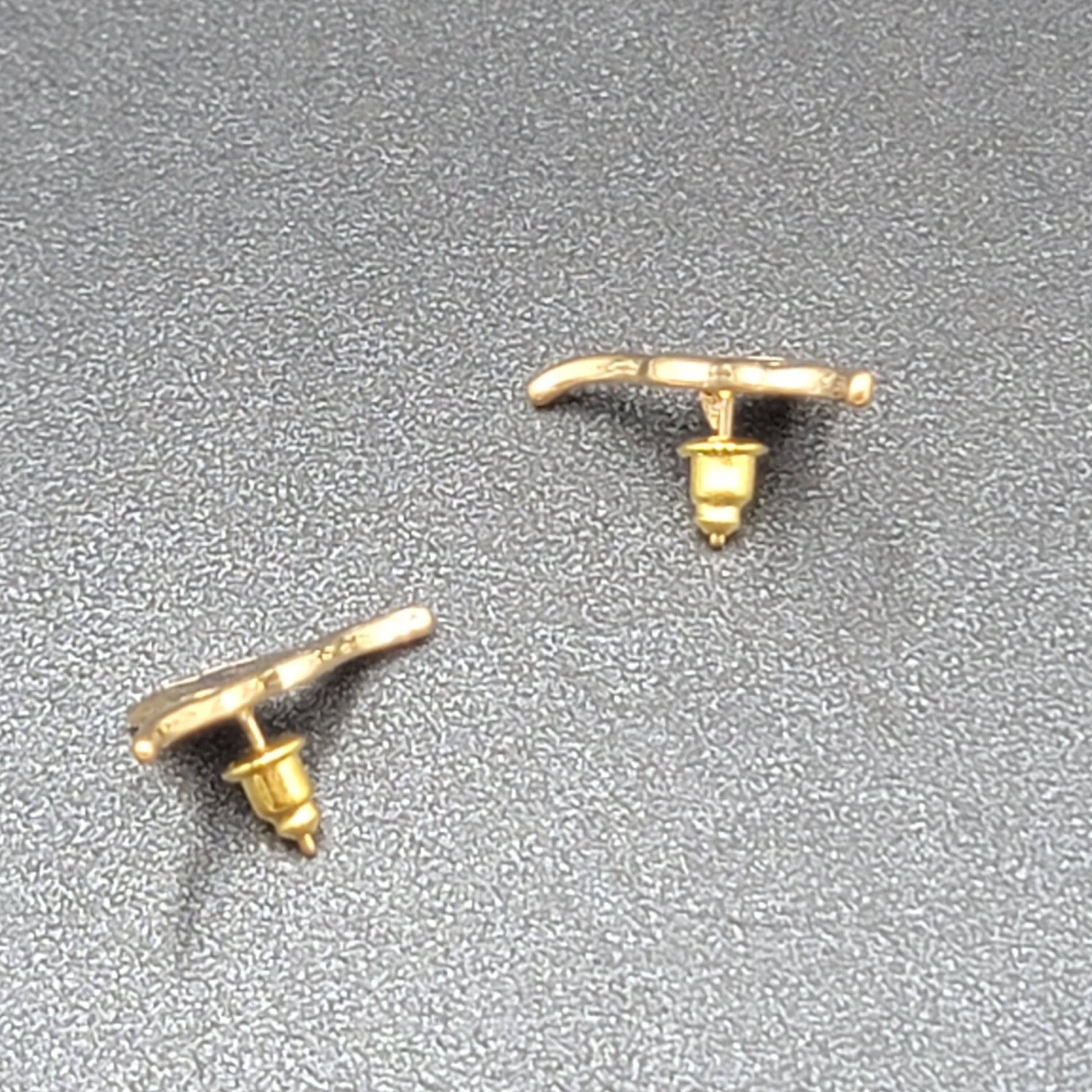 Vintage Pierced Earrings Gold Plated Long Horn Cattle Black Enamel Studs NOS