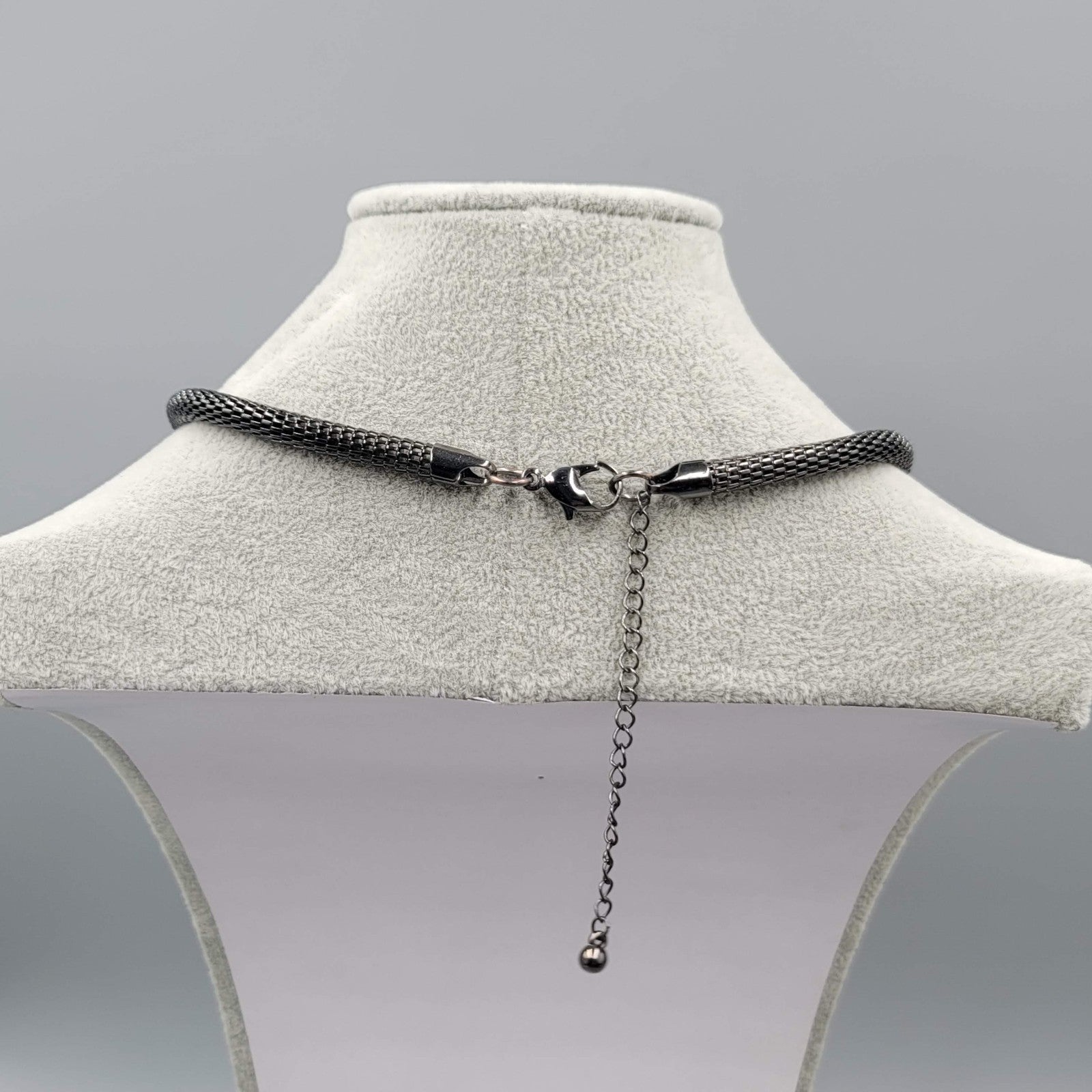 Black Mesh Knot Necklace Statement 24"-28"