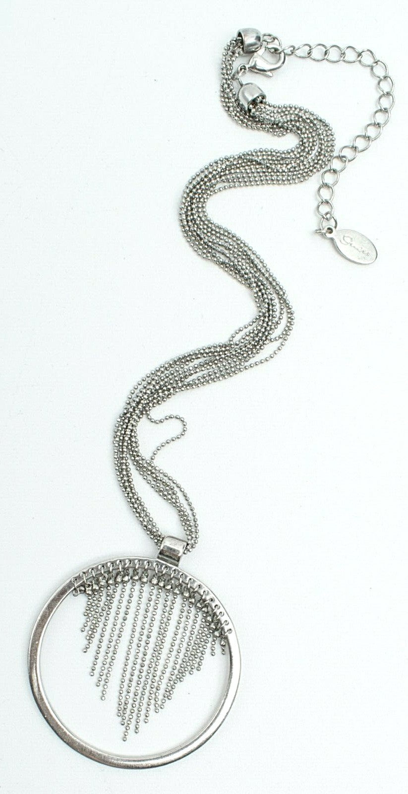 Silvertone Guess Chain Pendant Necklace Costume Estate Jewelry 16" - 19"