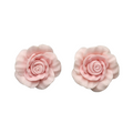 Vintage Pink Flowers Clip on Earrings 3D Statement Acrylic 7/8 in