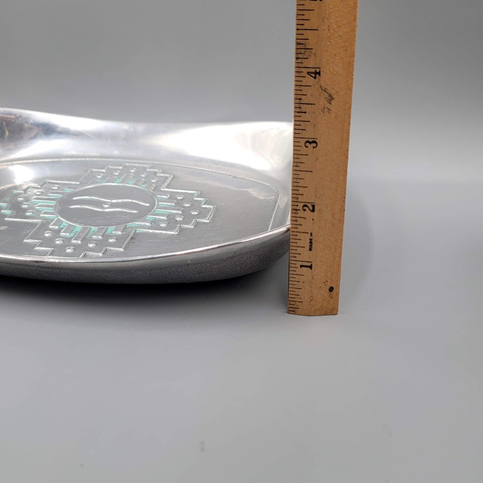 Wilton Armetale Zia Pewter Bread Tray Southwest Turquoise Dish USA 9”x 6”