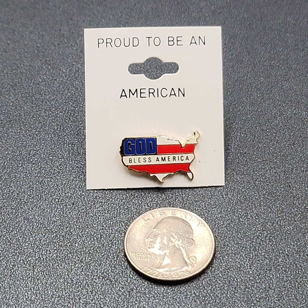 Red White Blue Enamel USA Patriotic God Bless America Flag Pin Brooch 7/8"