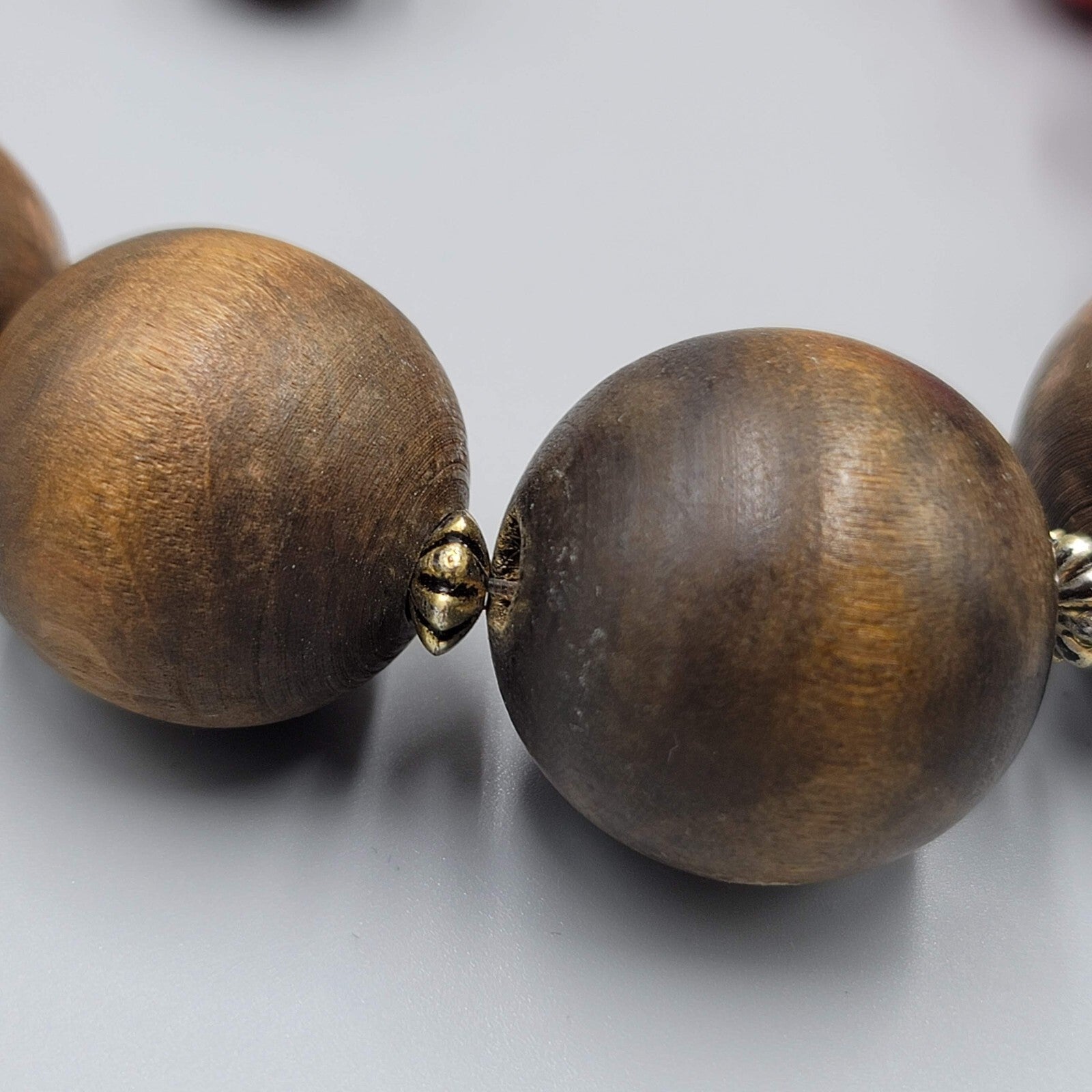 Wood Necklace Pierced Earrings Jewelry Set Large Bead Statement 18"-20"