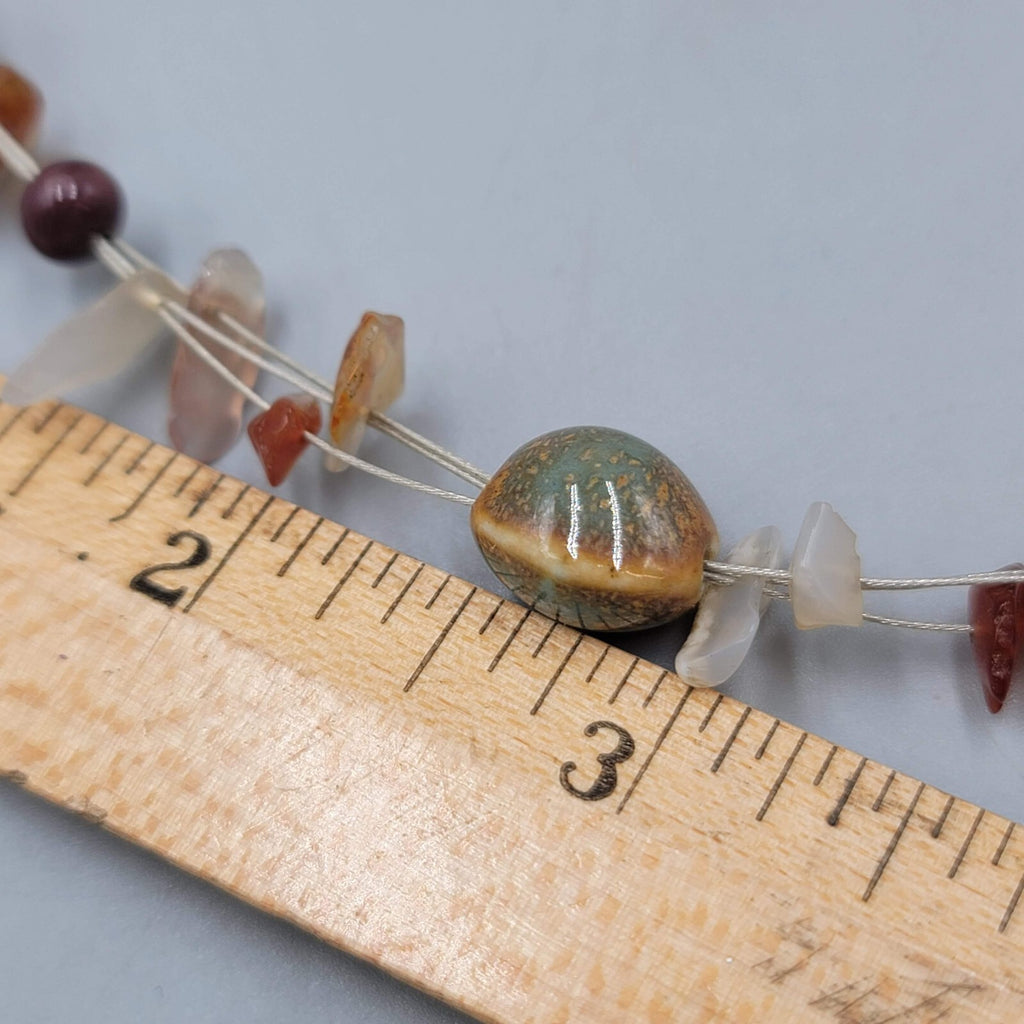 Necklace Pottery Bead Agate Chip Bead Floating 16"+