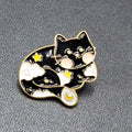Black Cat Enamel Lapel Hat Pin Dream Clouds Star Moon 1 1/8"