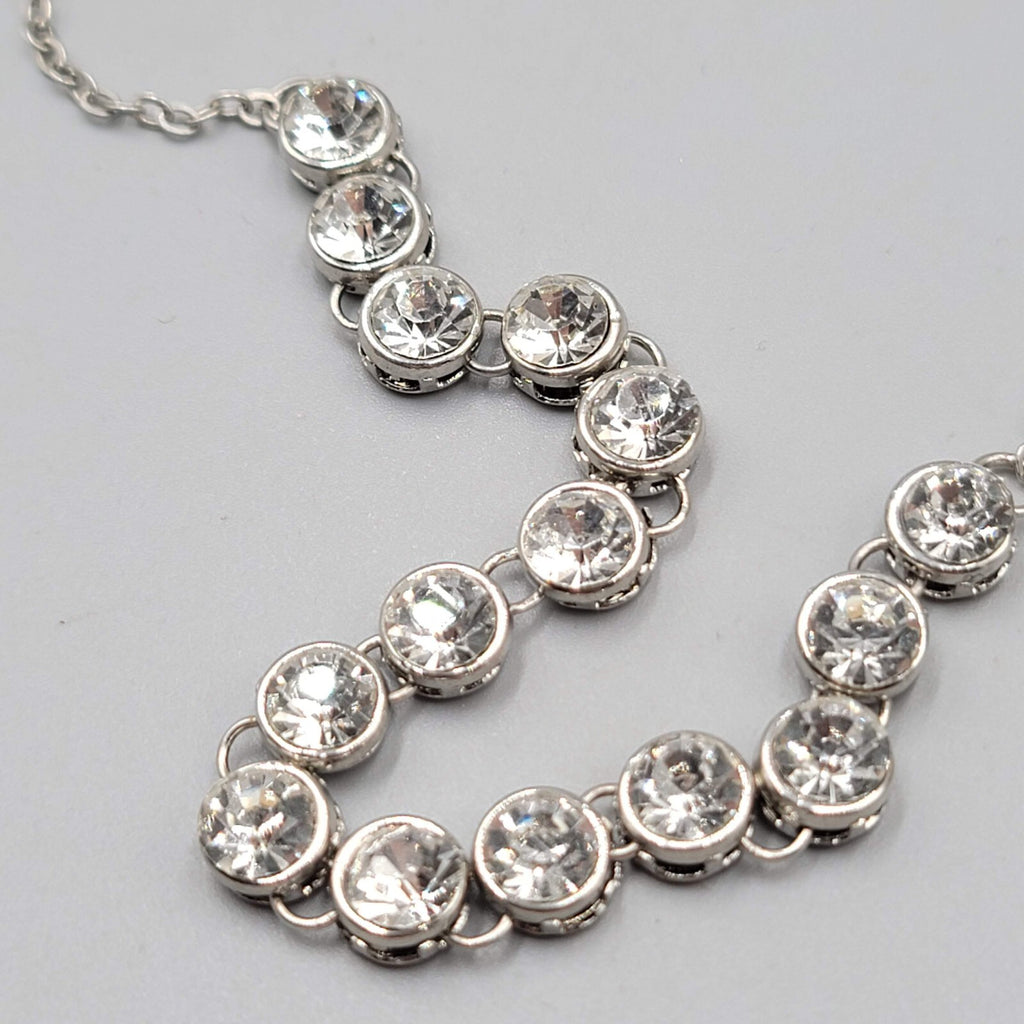 Choker Layered Chain Necklace Silver tone Chains Rhinestones 12"-15" & 21"+