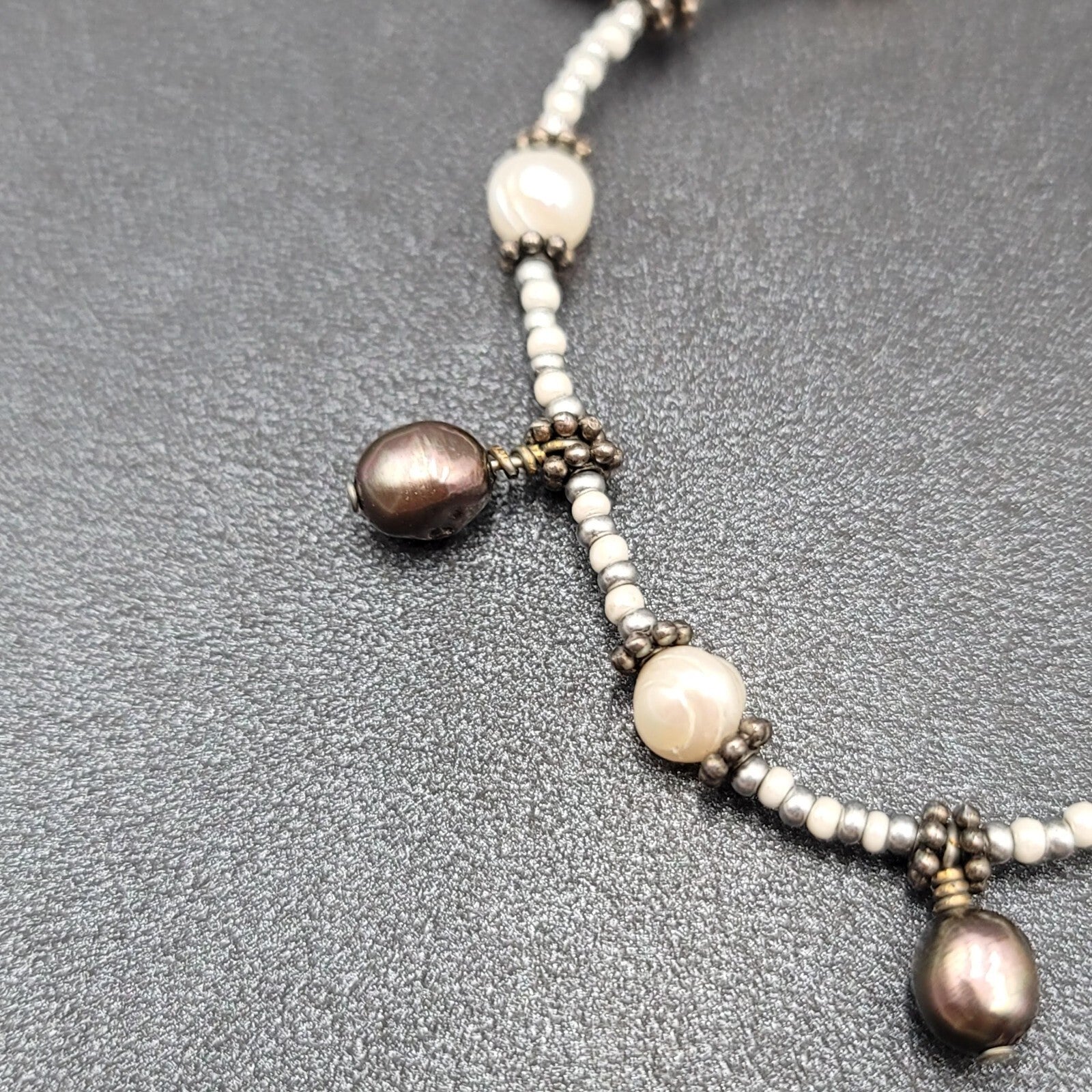 Natural Cultured Freshwater Pearl and Seed Bead Necklace 18"