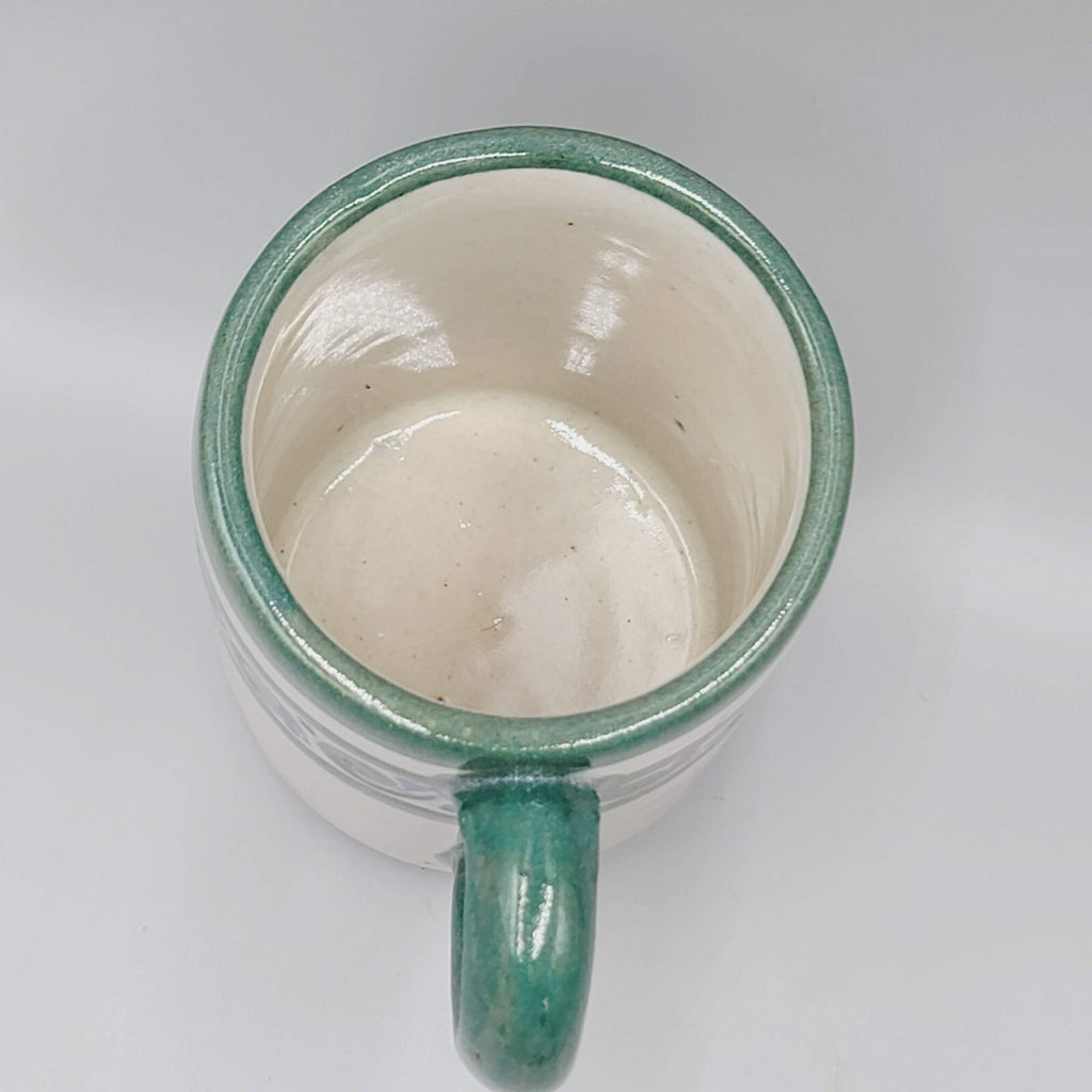 Mexico Xochiquetzal Pottery Coffee Mug Signed by Artist  Green Blue